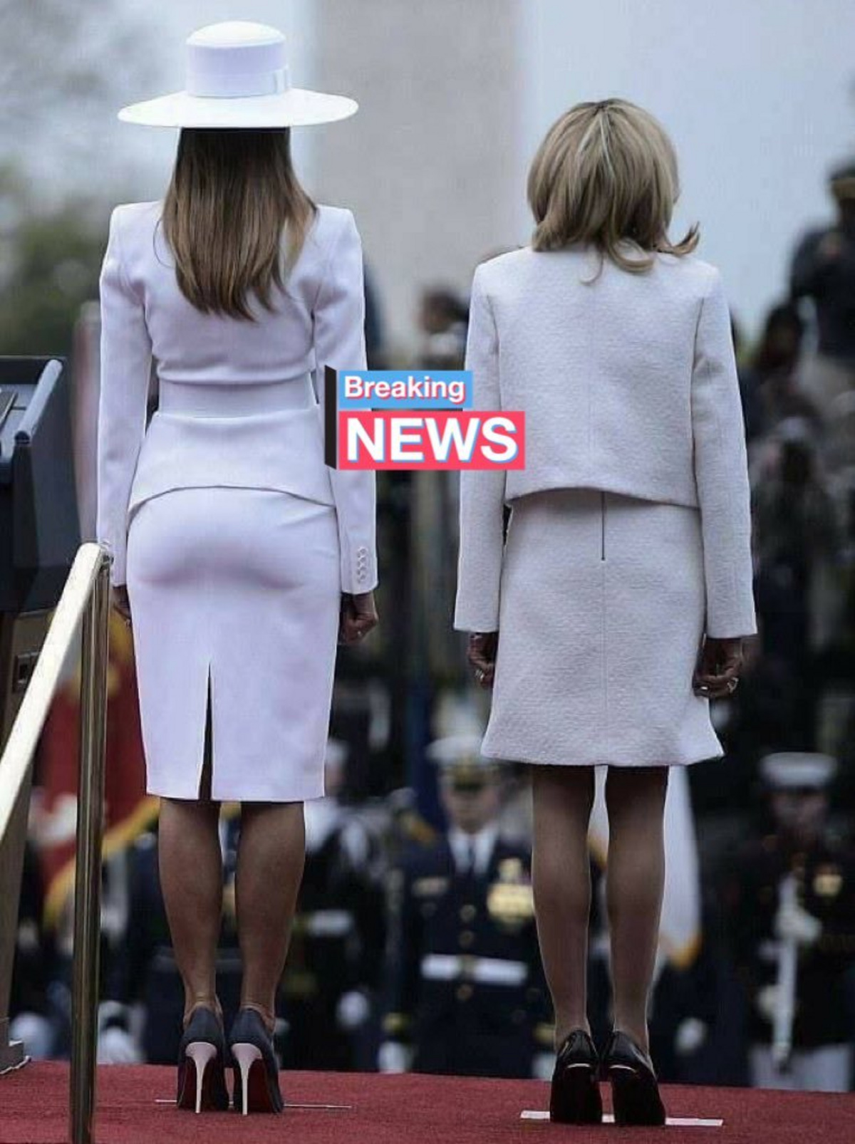 Макрон И Мелания Трамп Вид Сзади