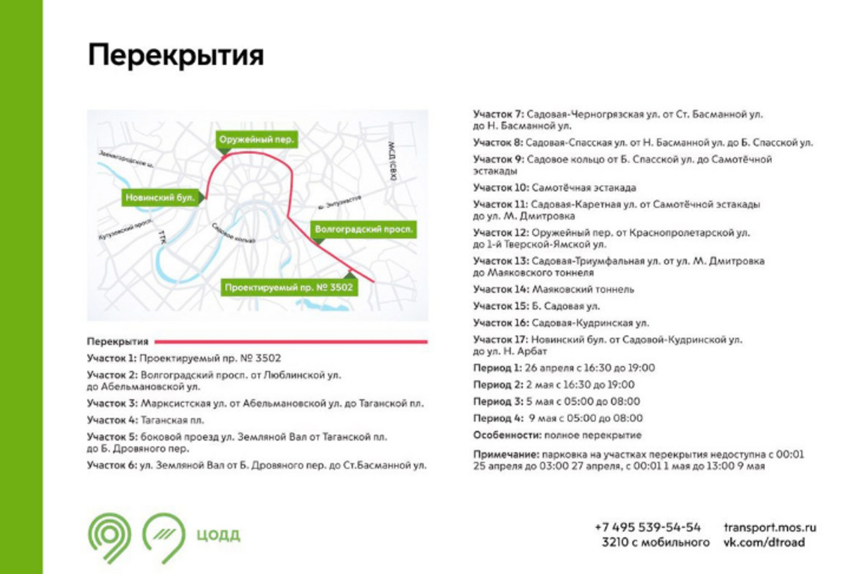 Карта перекрытия дорог в Москве на День Победы 9 мая 2024