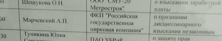 Объявление о судебном процессе по иску Анатолия Марчевского