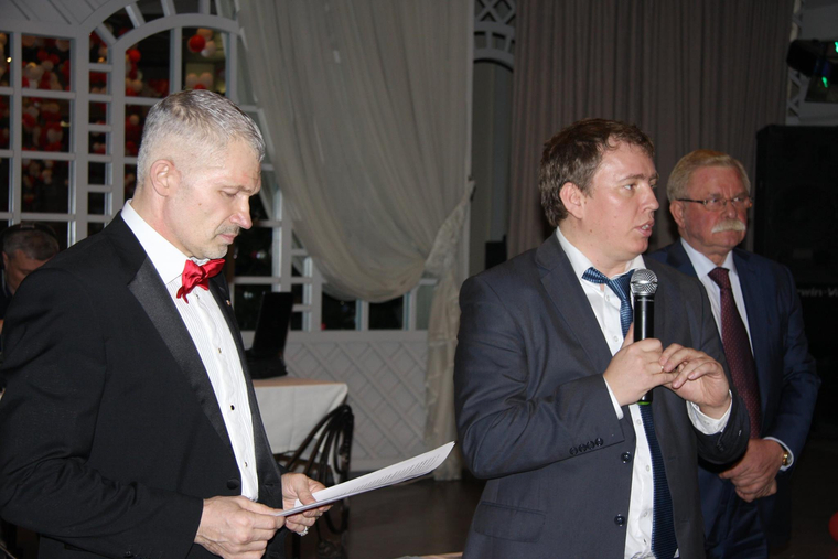 Игорь Трунов и Алексей Севастьянов на рождественской вечеринке в Москве, декабрь 2014 года