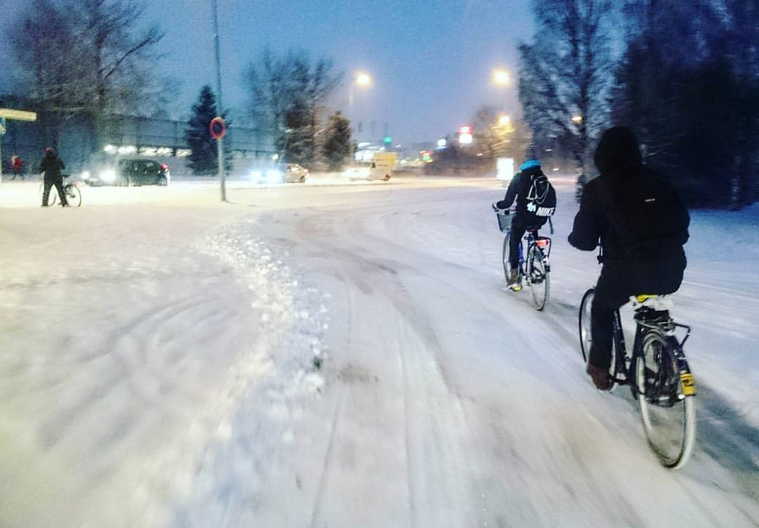 Велосипедное движение зимой существует. Например, в Финляндии