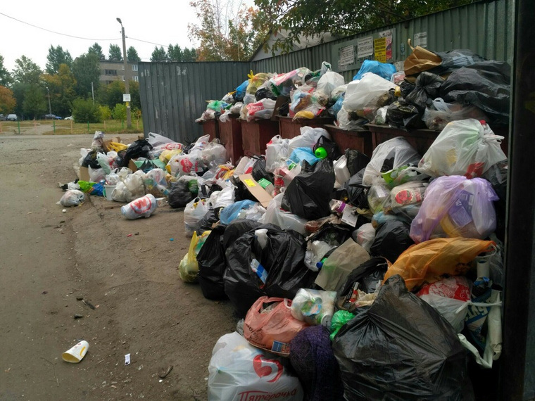 Фото переполненных челябинских мусорок ходит по соцсетям