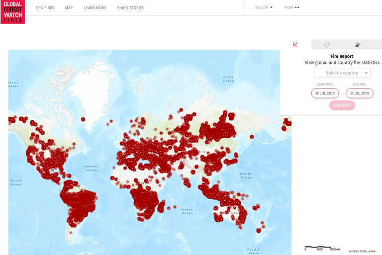 Как показывают данные Global Forest Watch Fires, аналогичные пожары происходят по всему миру