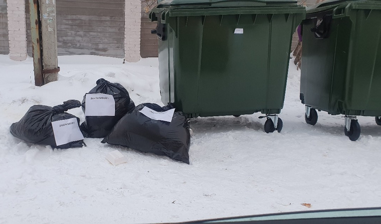 Жители Катайска не могут сложить мусор в контейнеры, так как они переполнены
