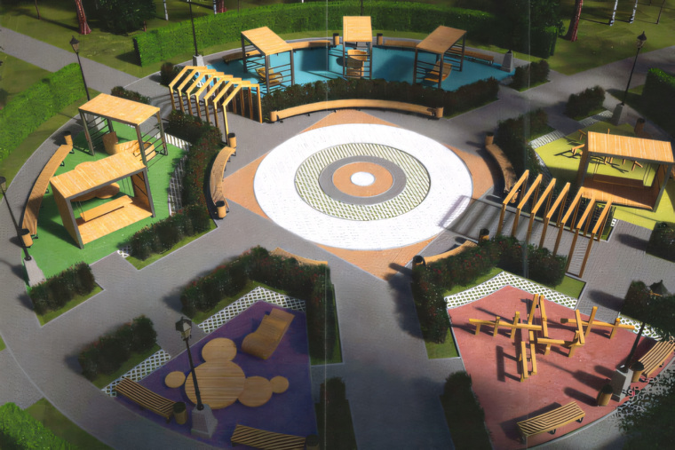 Круговую зону поделят на секторы со скамейками и малыми архитектурными формами