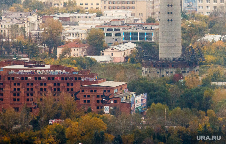 Екатеринбург с башни "Исеть", цирк, город екатеринбург, недостроенная телевышка, башня