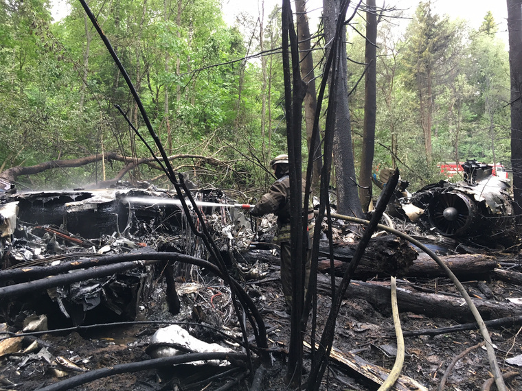 Место крушения Су-27 в Подмосковье