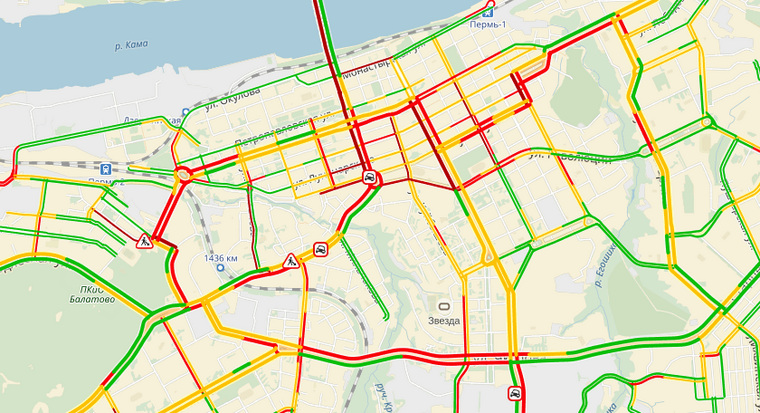 Пермь встала в километровых пробках