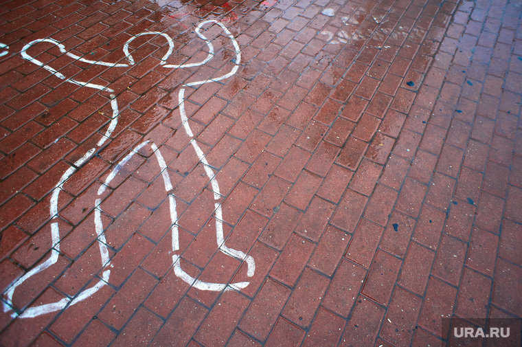 Клипарт. Екатеринбург, рисунок на асфальте, убийство, силуэт, фигура человека, контур