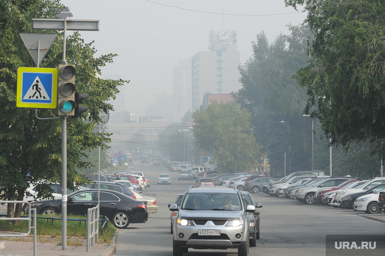 Смог над Челябинском, проезжая часть, смог, улица васенко
