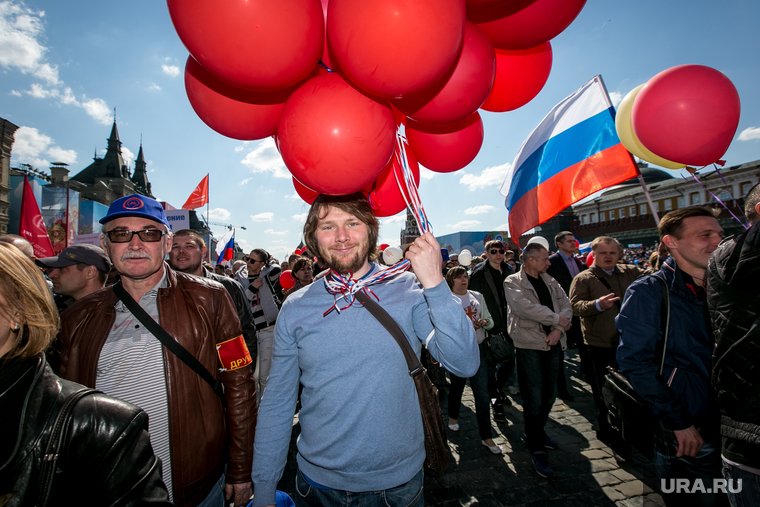 Первомай в Москве. Москва, воздушные шарики, первое мая, демонстрация, красная площадь