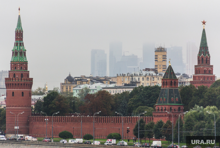 Клипарт. Москва, москва-сити, город москва, кремль, туман