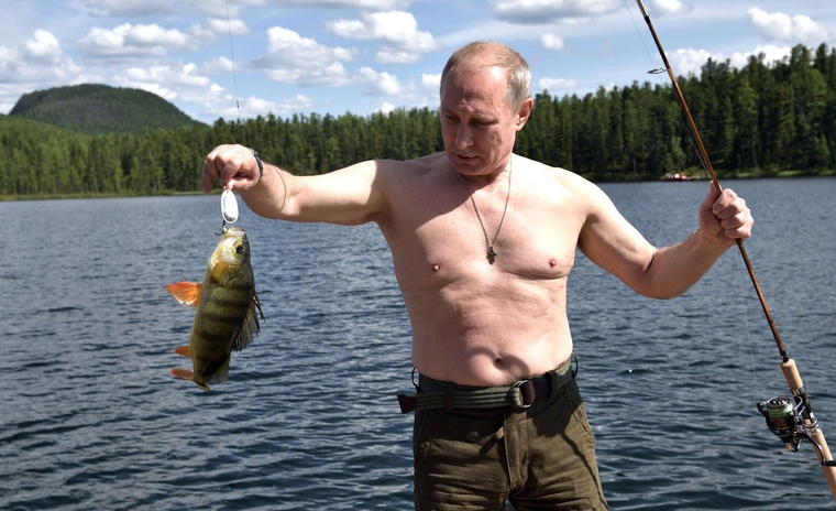 Отпуск Владимира Путина в Тыве, удочка, рыба, путин владимир, сток,  stock