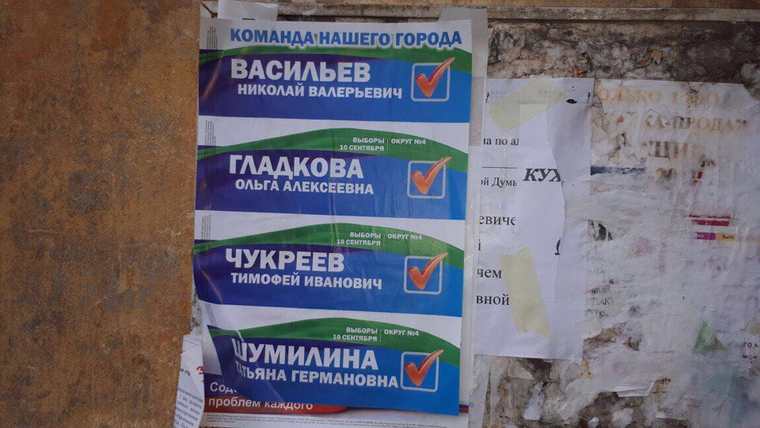 Несмотря на то что Татьяна Шумилина не участвовала в праймериз «ЕР», ее имя — на плакате команды от партии власти