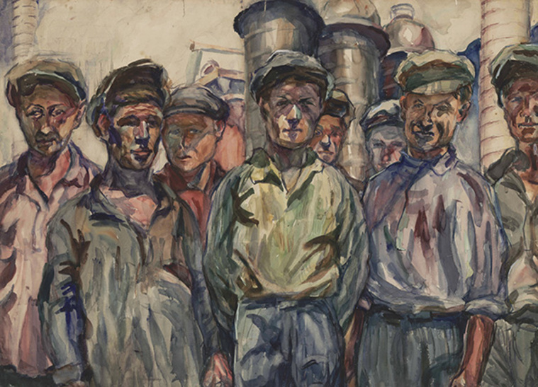 Картина "Рабочие Керченского металлургического завода им. Войкова", написанная Аристархом Лентуловым в 1930 году, вошла в экспозицию