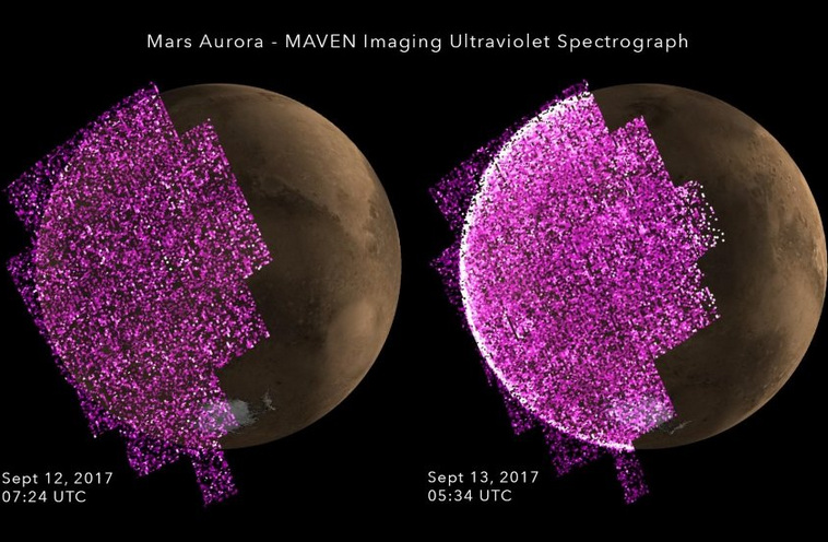 На Марсе произошло самое мощное сияние, погрузившее планету в ультрафиолет. ФОТО