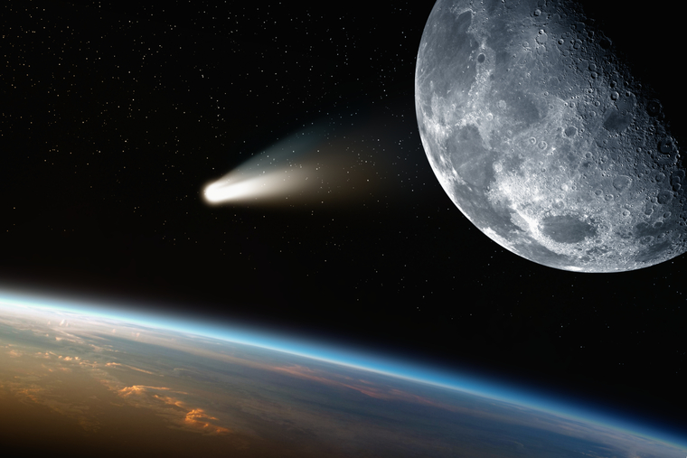 Клипарт depositphotos.com, комета, луна, атмосфера, земля, падающая комета