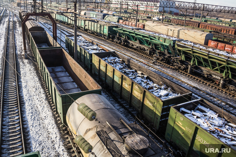 Клипарт. Челябинская область, товарные вагоны, товарняк, железнодорожные пути, железная дорога