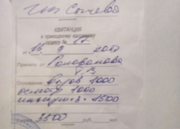 … и квитанция от некоего ИП Сычева — все что осталось от визита «ветеринара» Васильевой