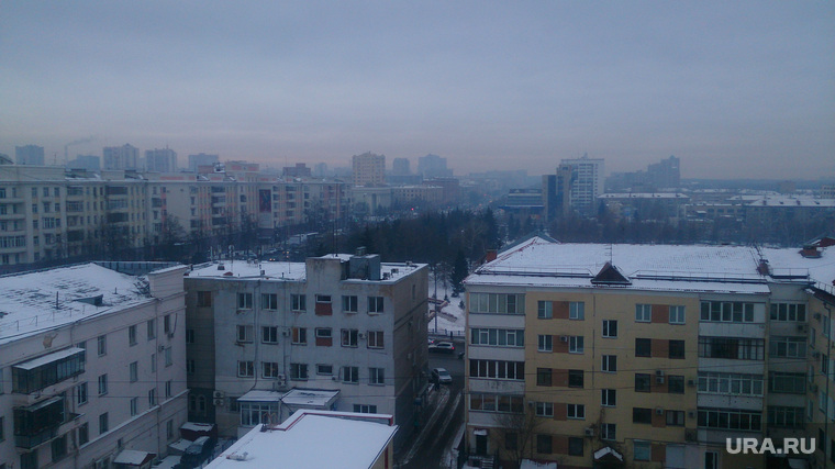 Смог в Челябинске, смог, город, вид сверху