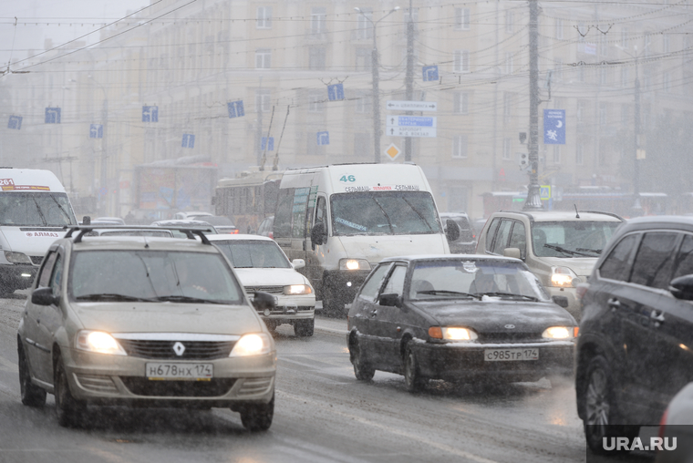 Снегопад. Челябинск, снег, дорожное движение, снегопад, проспект ленина, автомобили