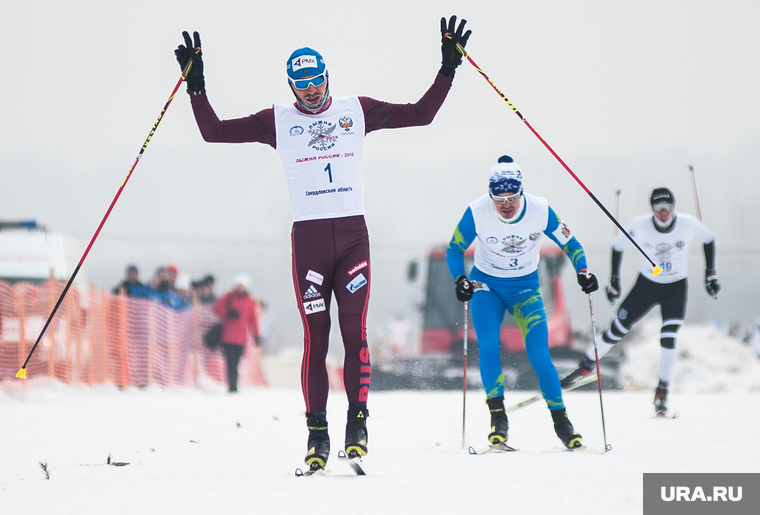 Антон Шипулин на финише «Лыжни России» —2018