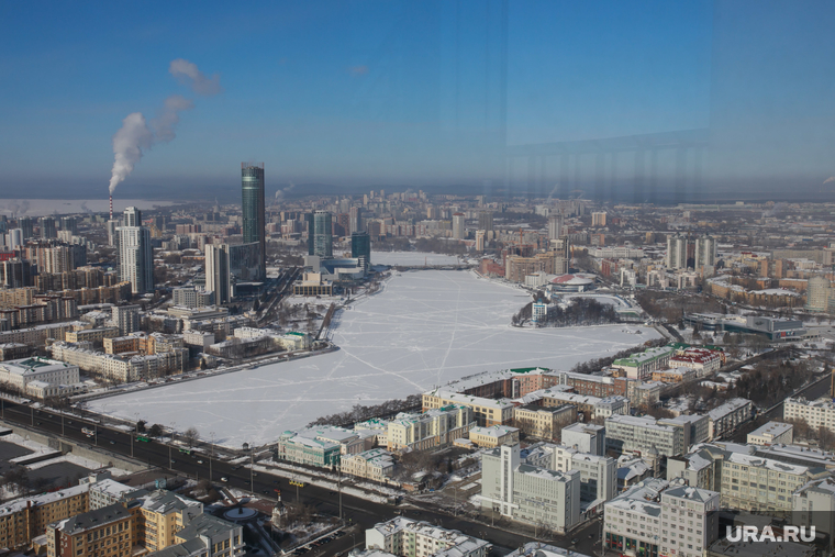 Екатеринбург готовится к ЧМ-2018, город екатеринбург, вид города, городской пруд, вид сверху