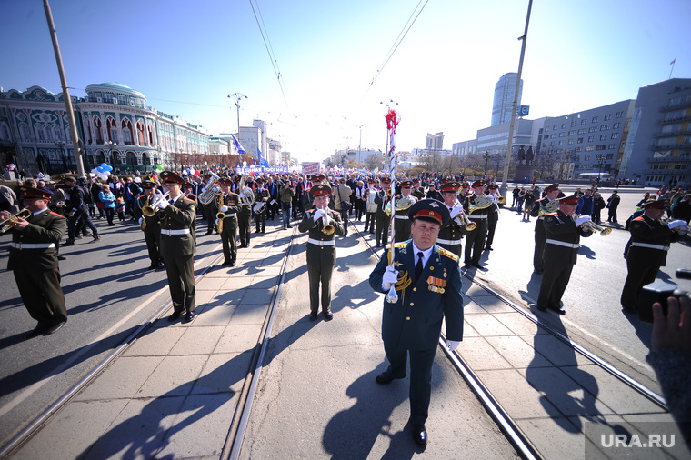 Первомай в Екатеринбурге, военный оркестр, 1 мая, первое мая, демонстрация