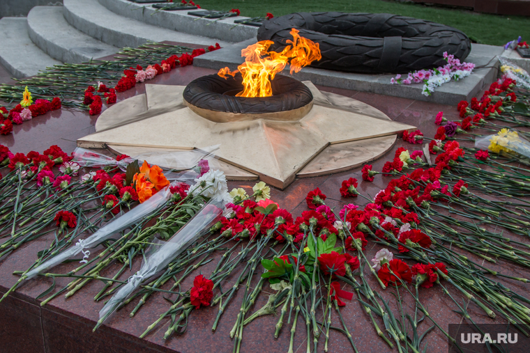 Подготовка к 9 мая в Кургане
, вечный огонь, гвоздики, цветы на монументе