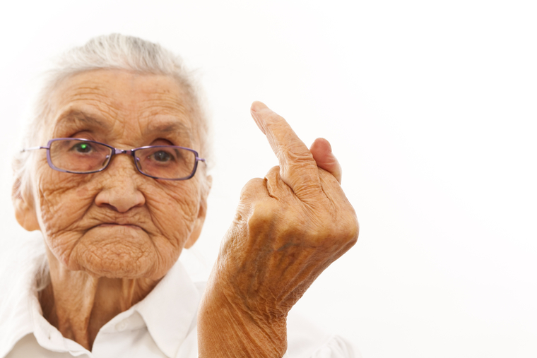 Клипарт depositphotos.com, средний палец, неприличный жест, fuck, Злая бабушка, злая пенсионерка