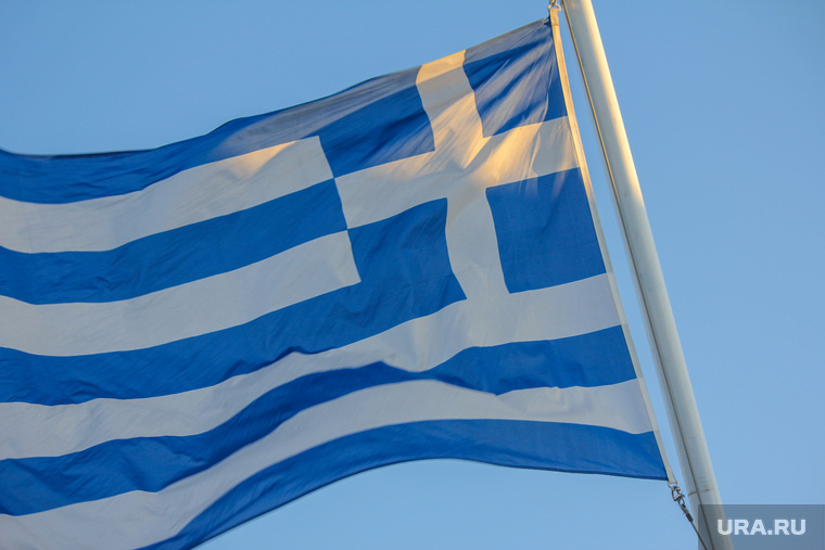 Санторини. Греция, флаг греции