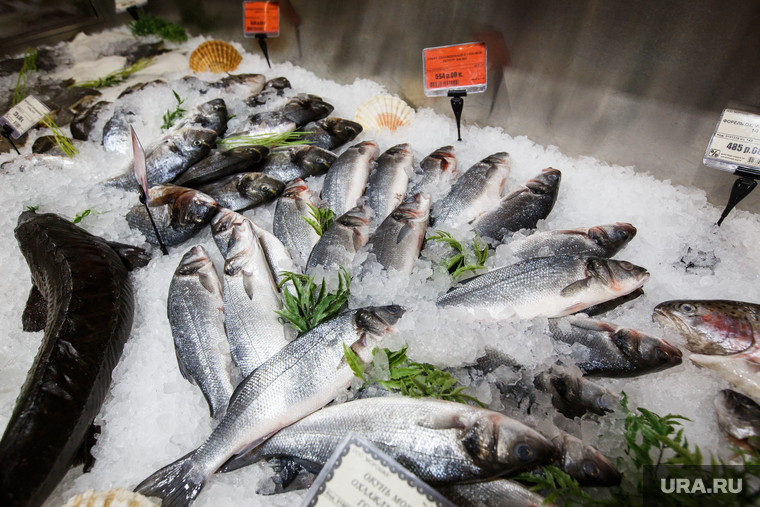 Турецкие продукты в гастрономах. Екатеринбург, рыба, сибас