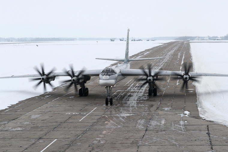 Летно-тактическое учение с эскадрильей Ту-95МС в Рязанской области
, военный самолет