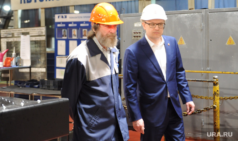 Федор Конюхов и Алексей Текслер на автозаводе Урал. Челябинская область, Миасс