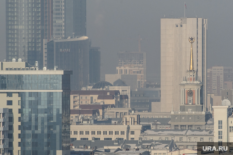 Виды Екатеринбурга, администрация екатеринбурга, смог , здание правительства свердловской области
