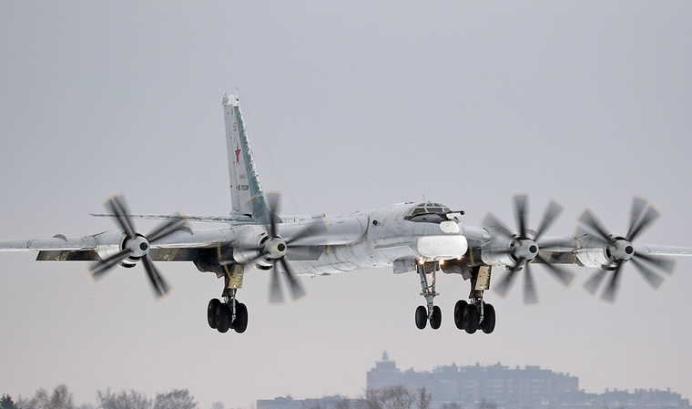 Летно-тактическое учение с эскадрильей Ту-95МС в Рязанской области
, военный самолет