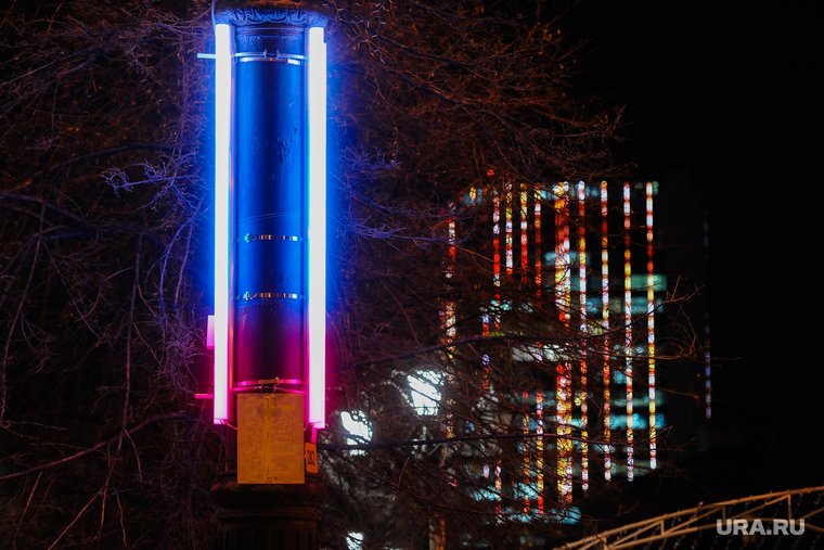 Городская иллюминация к Новому году. Челябинск, светильник, ночь, иллюминация, улицы города