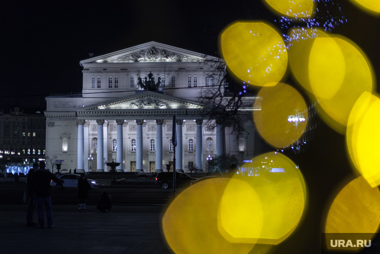 Москва, разное., вечерний город, большой театр, иллюминация
