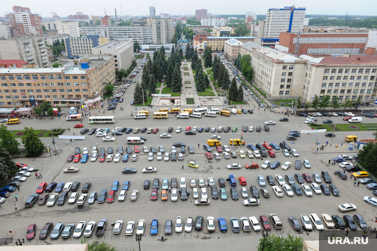 Виды Челябинска, парковка, город челябинск, вид сверху, университетская площадь