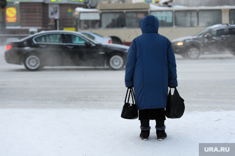 Мороз. Челябинск, зима, женщина с сумками, мороз, климат, погода