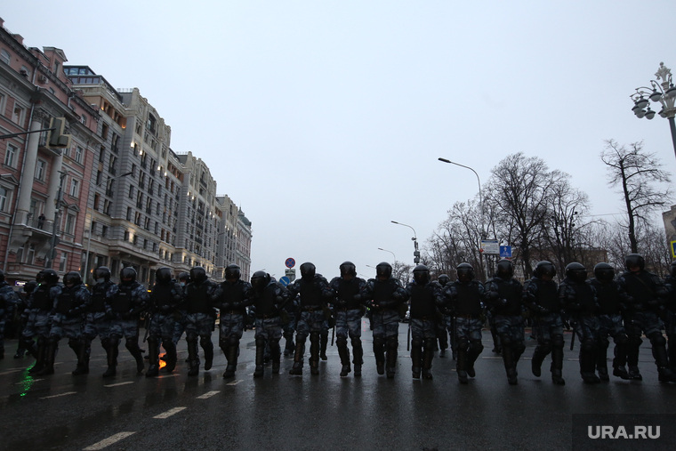 Несанкционированный митинг оппозиции в поддержку Алексея Навального. Москва, силовики, митинг, полиция, протест, несанкционированная акция, омон