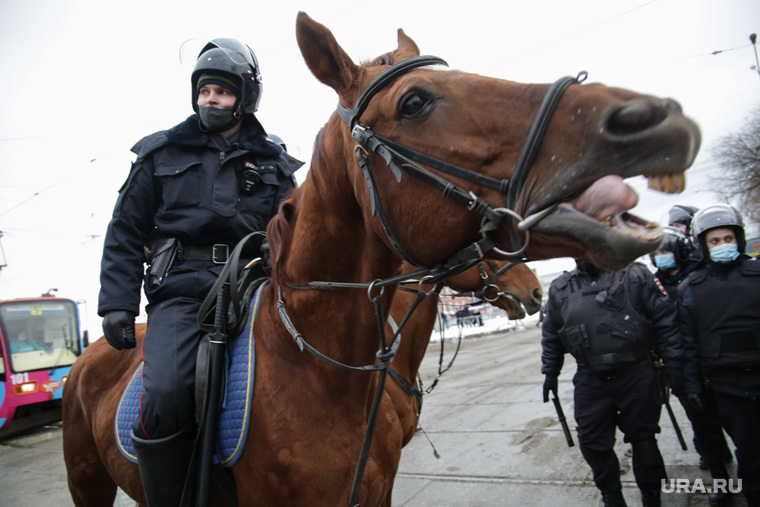 В Перми за акцией протеста следили верхом на лошадях