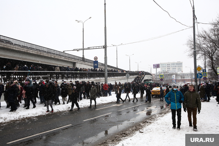 Несанкционированная акция в поддержку оппозиционера. Москва, протестующие, митинг, протест, навальнинг