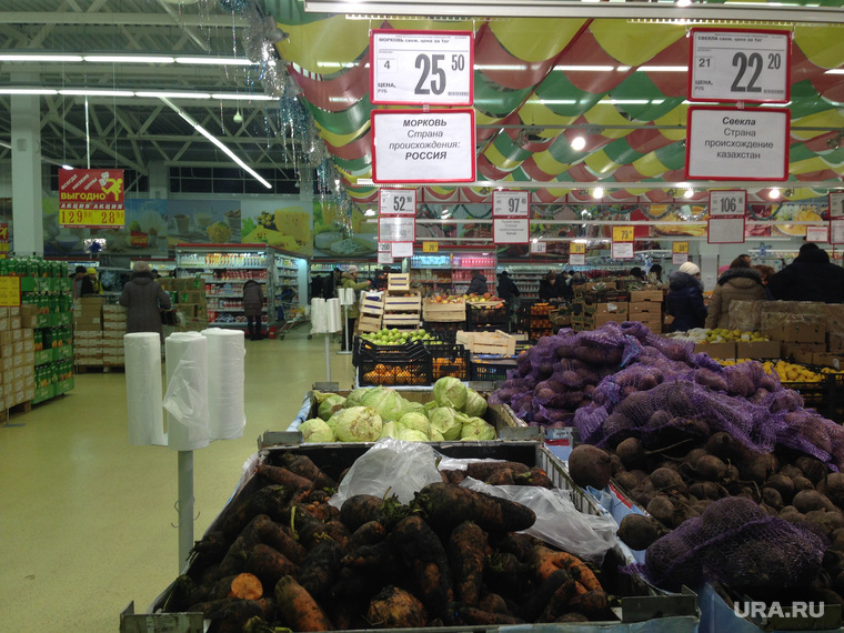Цены на новогодние продукты в магазинах Кургана, овощи, продуктовый магазин