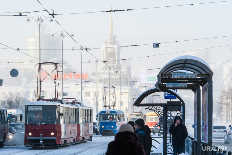 Морозы в Екатеринбурге, пробка, общественный транспорт, город екатеринбург, проспект ленина, трамвай, транспортная реформа