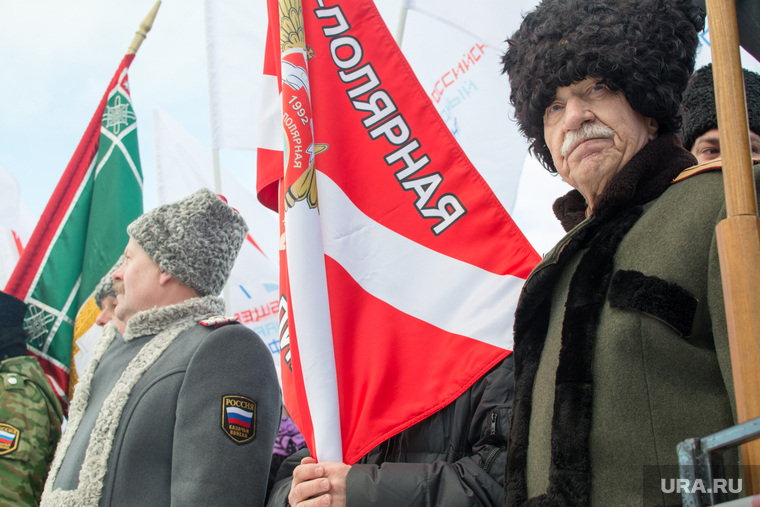 Митинг в честь крымской годовщины, Салехард, 18.03.2015, казак