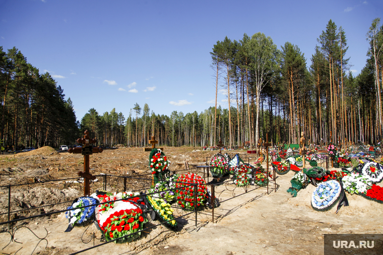 Червишевское кладбище. Тюмень, венки, могилы, кресты, кладбище
