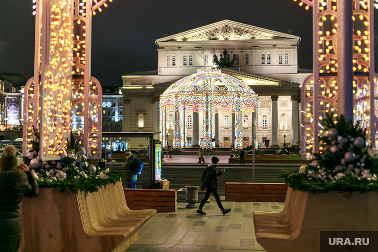 Предновогодняя Москва, вечерний город, большой театр, город москва, новый год, иллюминация, театральная площадь