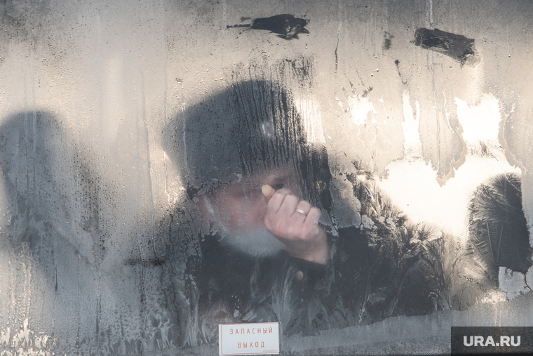 Несанкционированный митинг в поддержку оппозиционера. Екатеринбург, зима, автобус, полицейский, мороз, холод, замерзшее окно