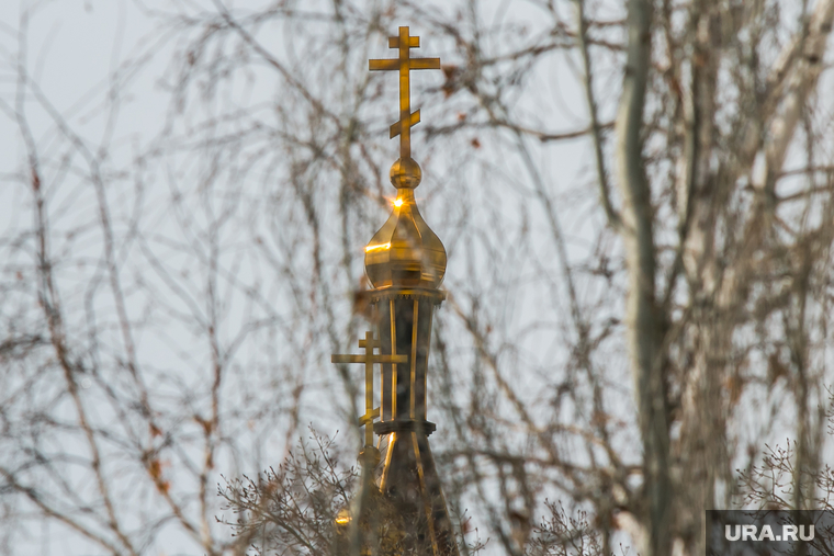 Разное. Курган, купола храма, храм александра невского, крест церкви